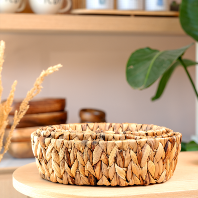 Üçlü Hasır Yuvarlak Sepet