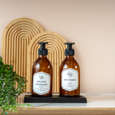Amber 2'li Bulaşık Deterjanı Ve Sıvı Sabun Şişesi Sabunluk Seti