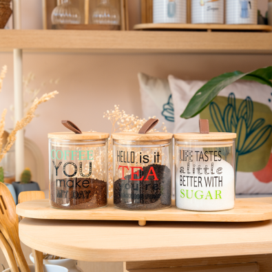 Bambu Kapaklı Cam Kavanoz Seti