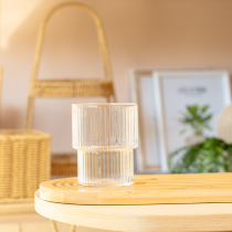 Oluklu Desenli Şeffaf Cam Bardak