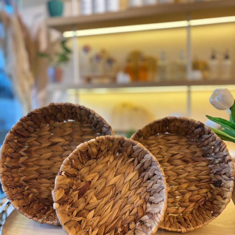 Küçük Hasır Yuvarlak Sepet