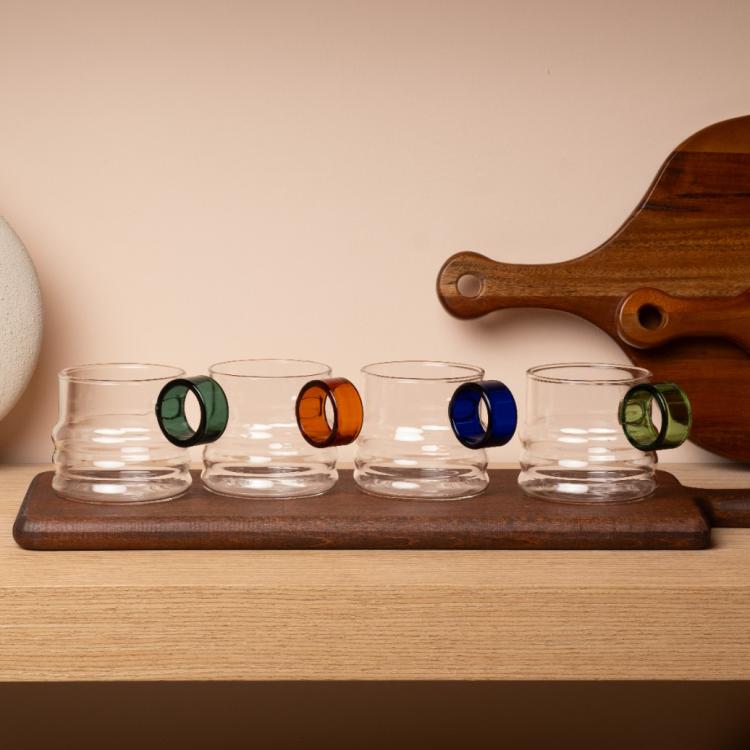 Renkli Halka Detaylı Şık Bardak Seti 4'lü