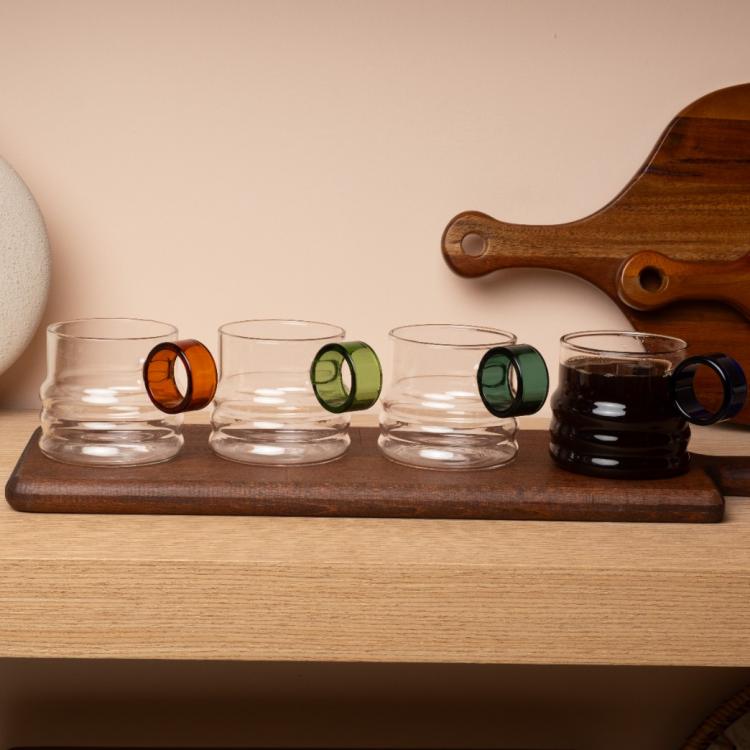 Renkli Halka Detaylı Şık Bardak Seti 4'lü