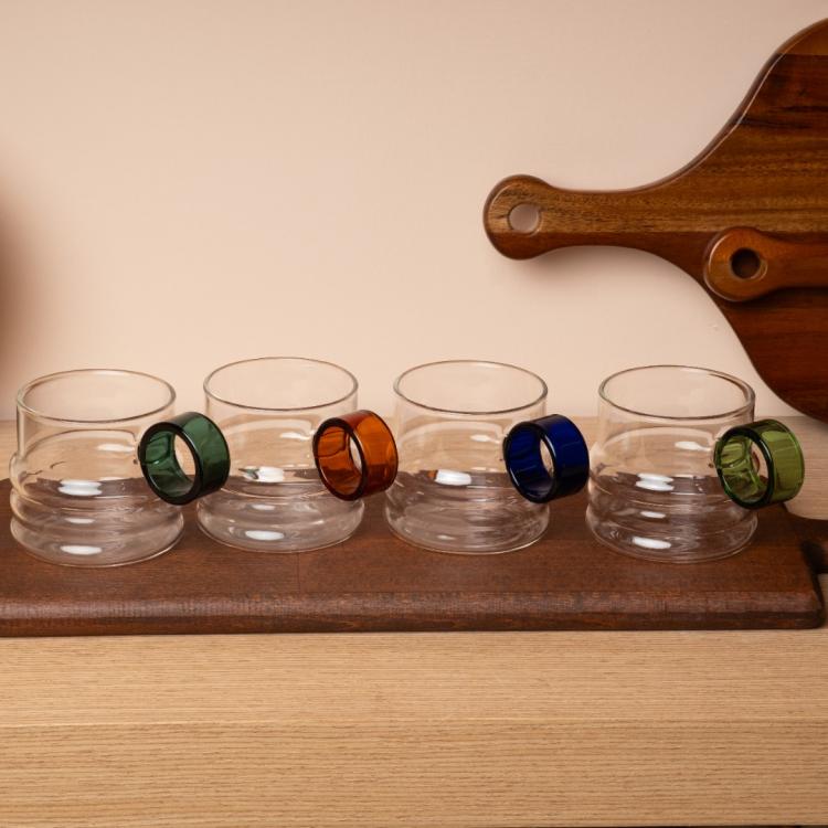 Renkli Halka Detaylı Şık Bardak Seti 4'lü