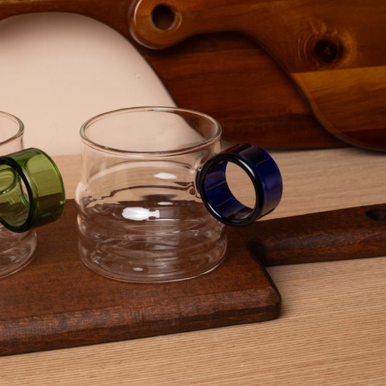 Renkli Halka Detaylı Şık Bardak Seti 4'lü