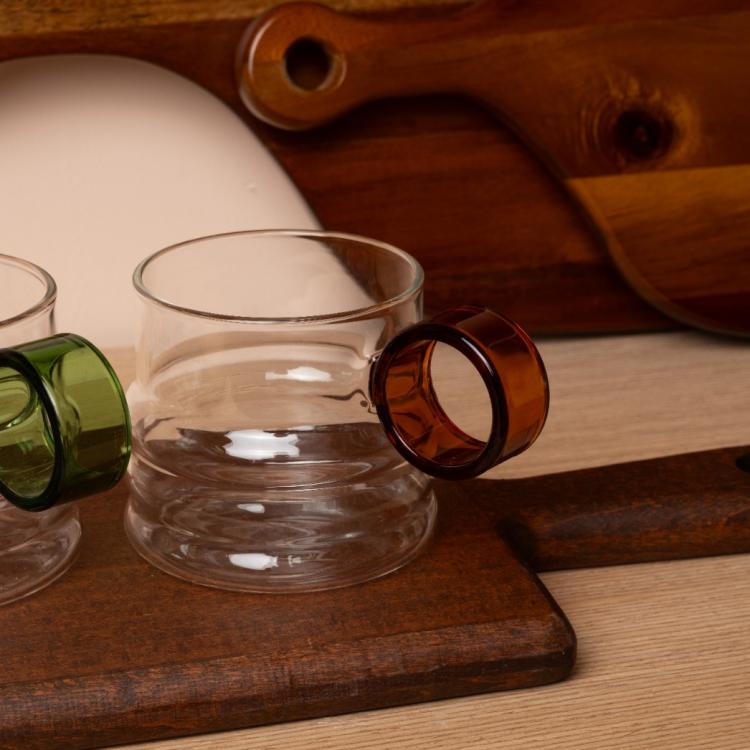 Renkli Halka Detaylı Şık Bardak Seti 4'lü