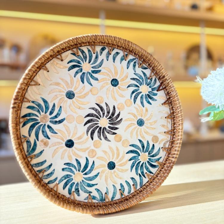 Sedefli Yuvarlak Tepsi Büyük Boy