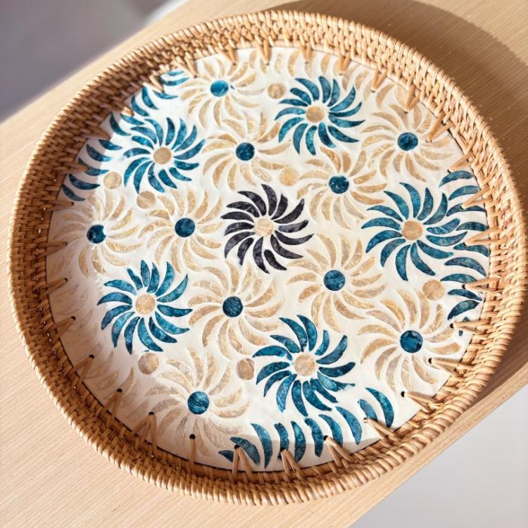 Sedefli Yuvarlak Tepsi Büyük Boy