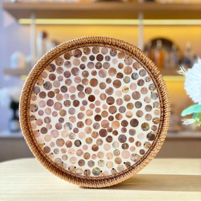 Sedefli Yuvarlak Tepsi Küçük Boy