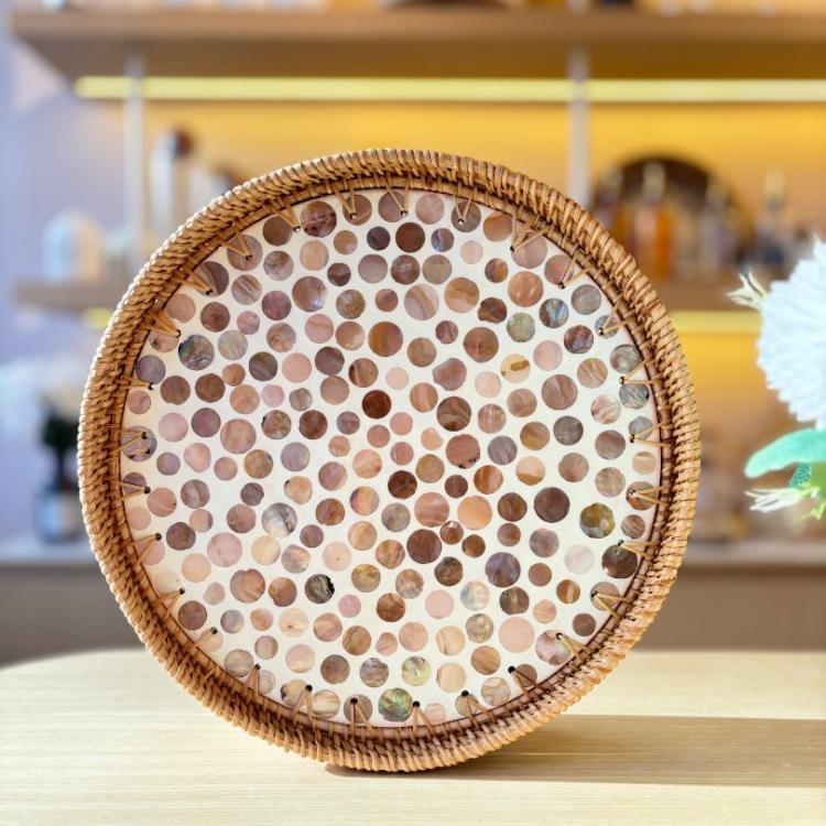 Sedefli Yuvarlak Tepsi Küçük Boy