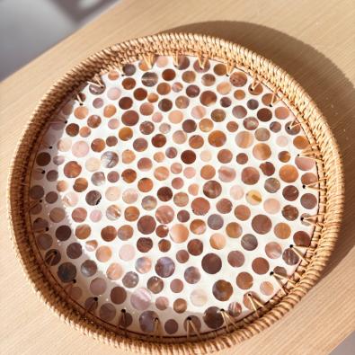 Sedefli Yuvarlak Tepsi Küçük Boy