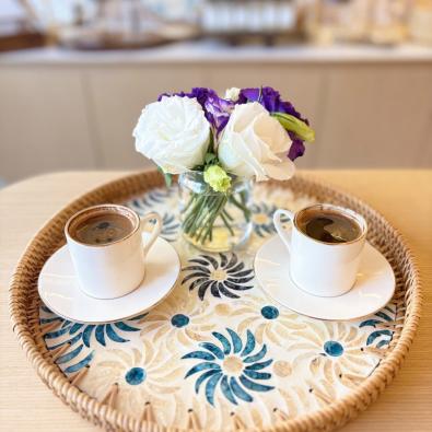 Sedefli Yuvarlak Tepsi Büyük Boy