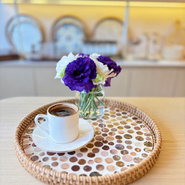 Sedefli Yuvarlak Tepsi Küçük Boy